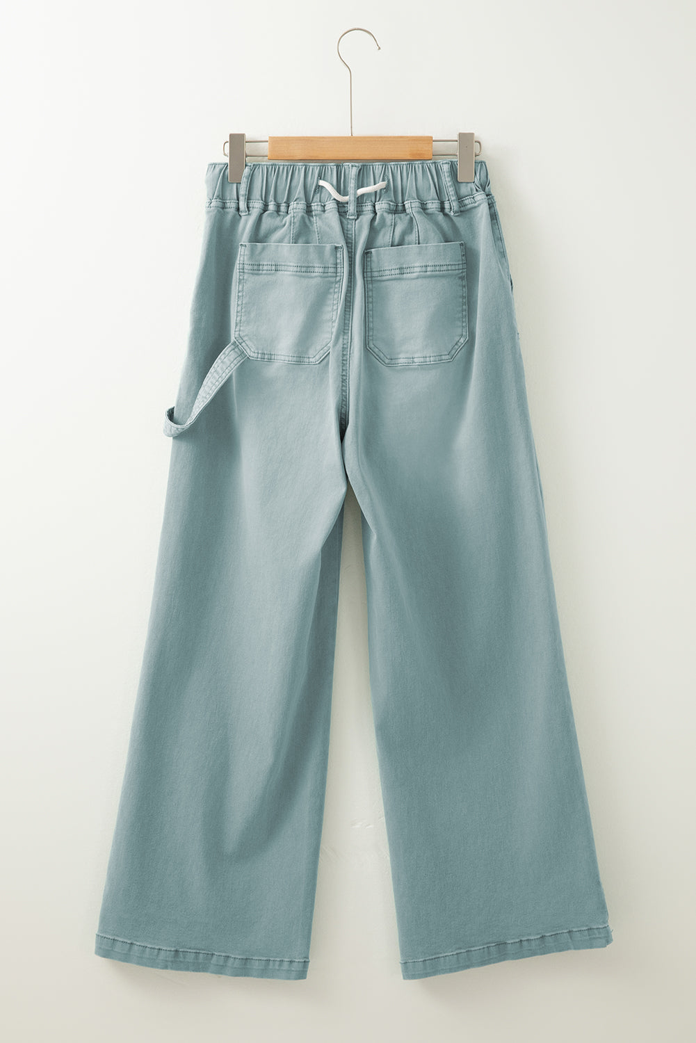 Smoke Green Mineral Wash Drawstring High Waist Wide Leg Jeans Jeans JT's Designer Fashion