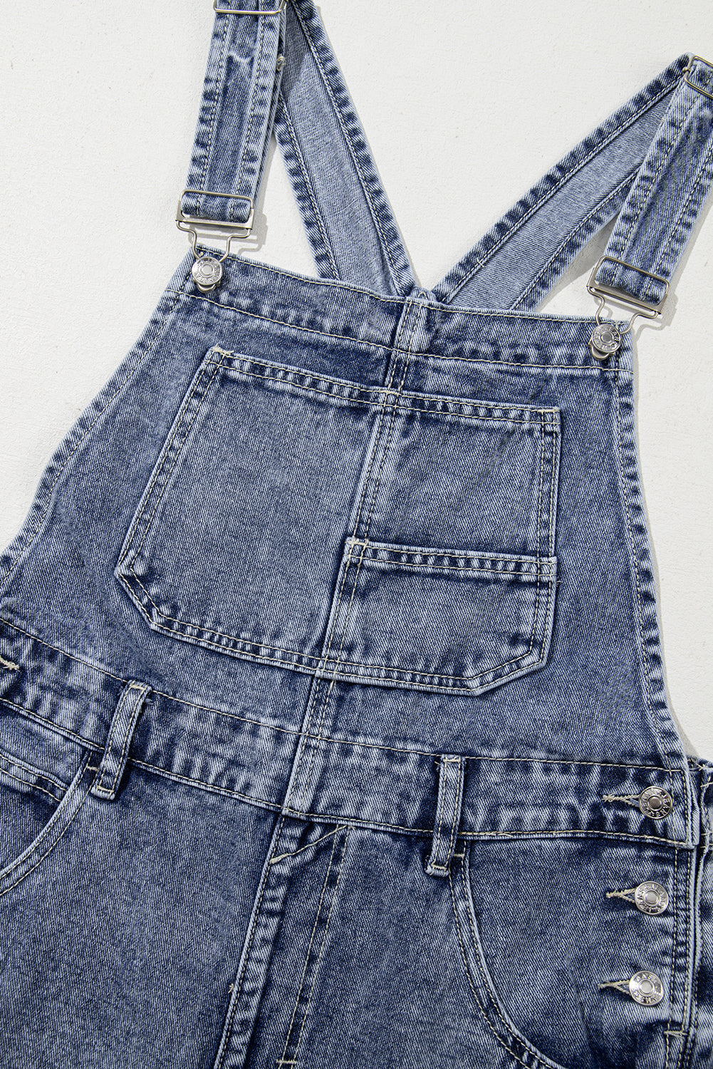Sail Blue Denim Bib Straight Leg Jumpsuit with Pockets Jumpsuits & Rompers JT's Designer Fashion
