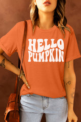 Orange Hello Pumpkin Graphic Tee Graphic Tees JT's Designer Fashion