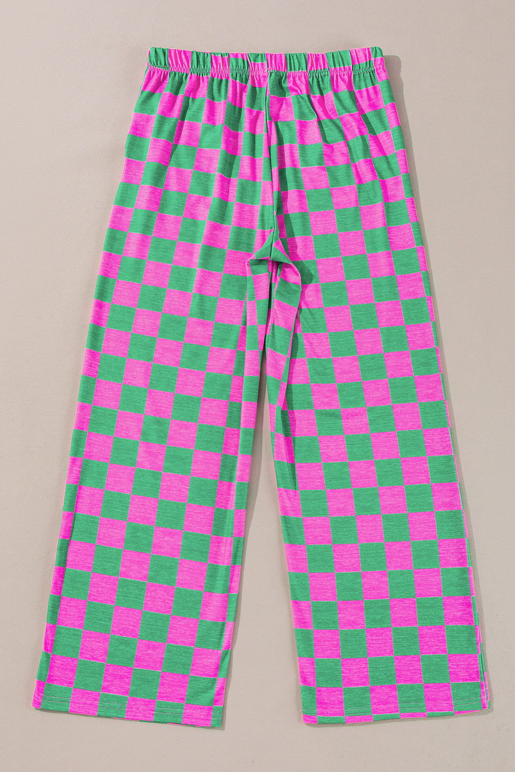 Green 2-Tone Checked Print High Waist Wide Leg Pants Pants & Culotte JT's Designer Fashion