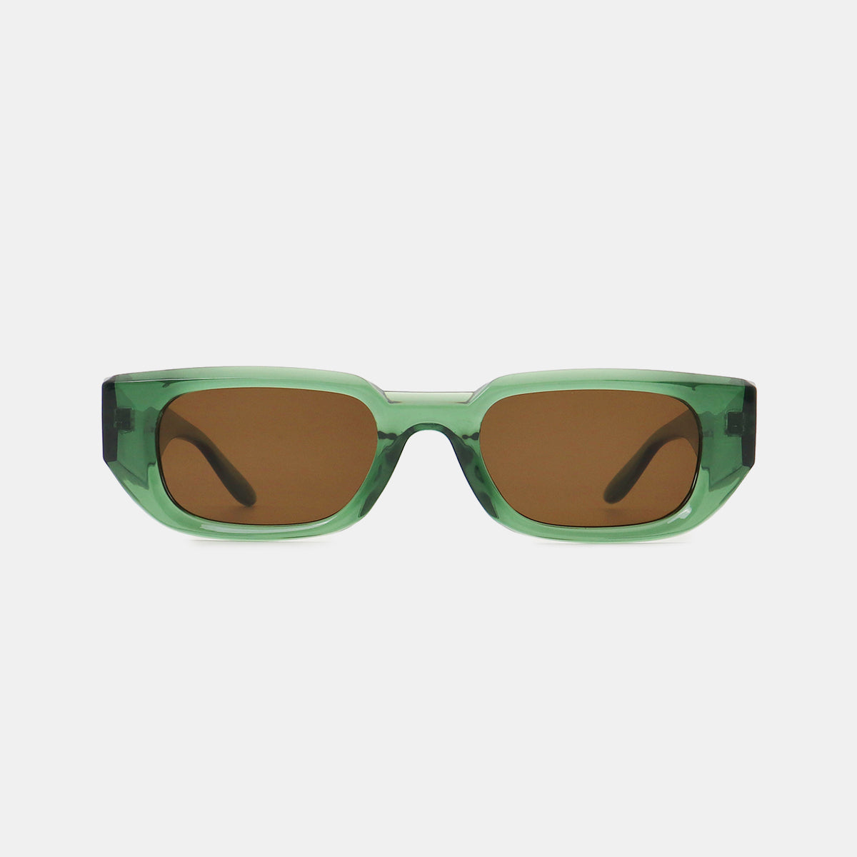 Polycarbonate Frame Rectangle Sunglasses Green One Size JT's Designer Fashion