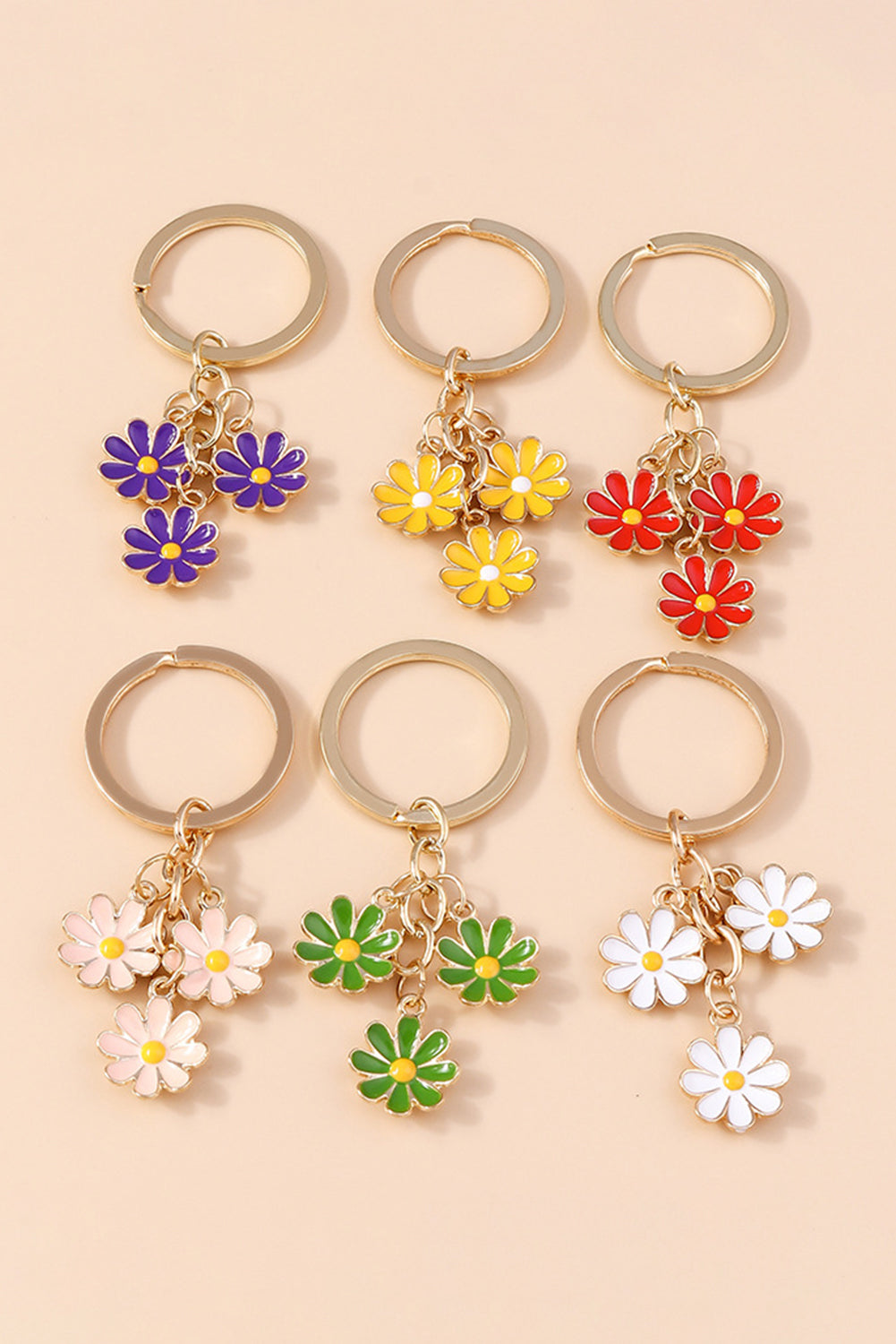 White Cute Daisy Shape Ornament Key Ring Other Accessories JT's Designer Fashion