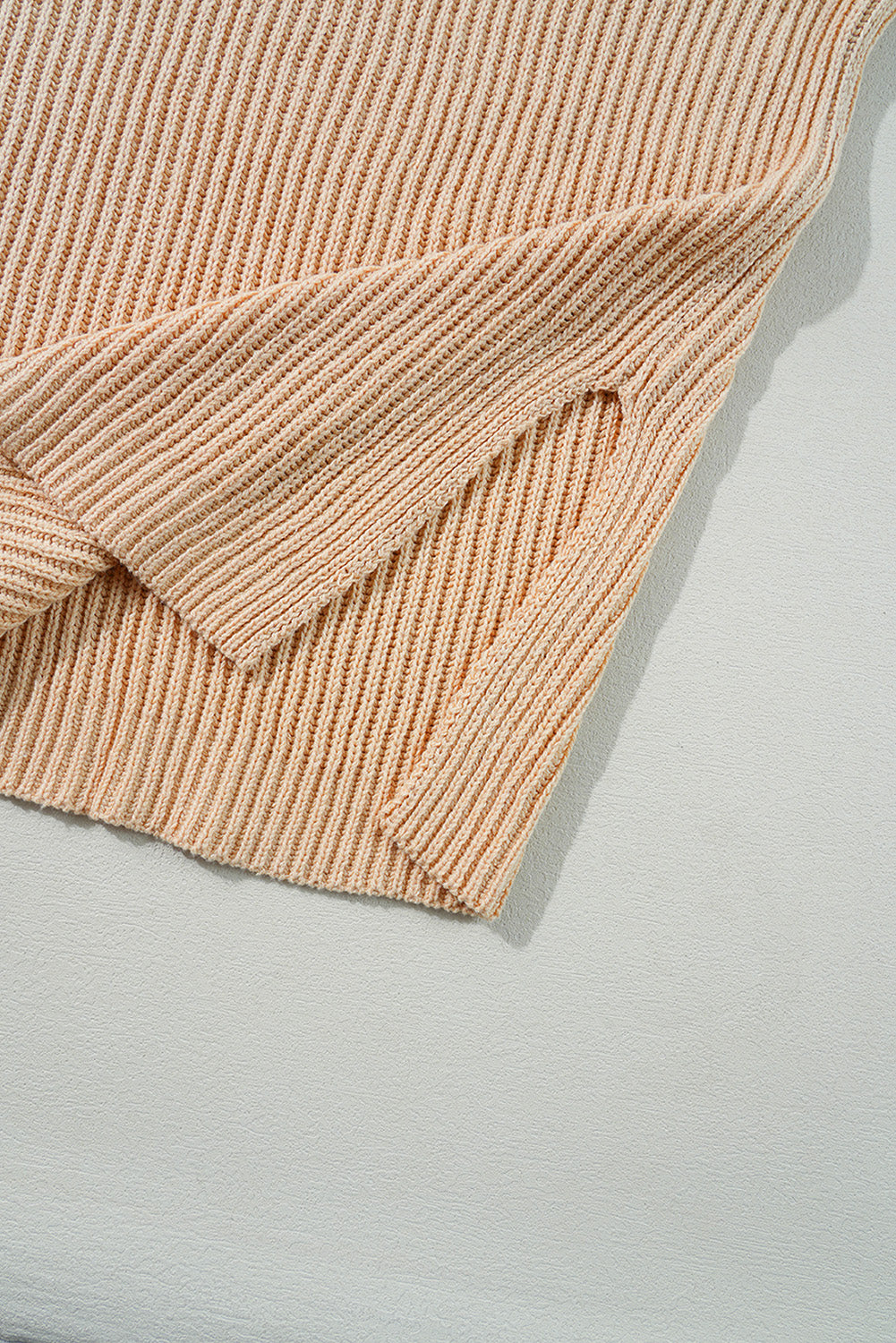 Apricot Cable Knit Drop Shoulder Side Slits Loose Sweater Sweaters JT's Designer Fashion