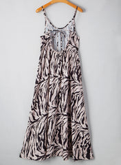 Black Abstract Print Open Back Boho Loose Long Sundress Maxi Dresses JT's Designer Fashion