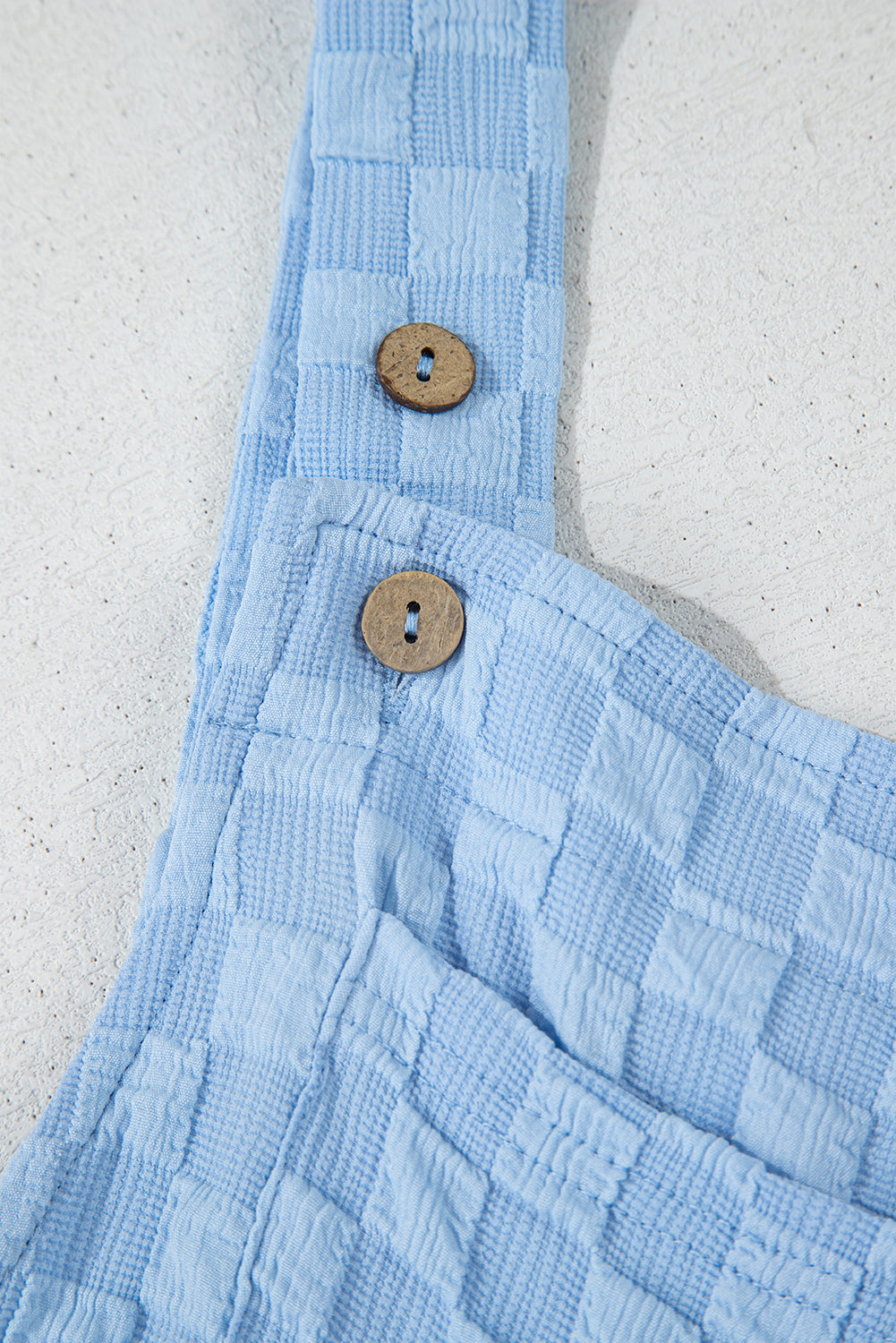 Beau Blue Checkered Pocketed High Waist Wide Leg Overall Jumpsuits & Rompers JT's Designer Fashion
