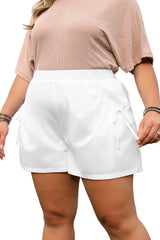 White Bow Decor Pockets Plus Size Shorts Plus Size Bottoms JT's Designer Fashion