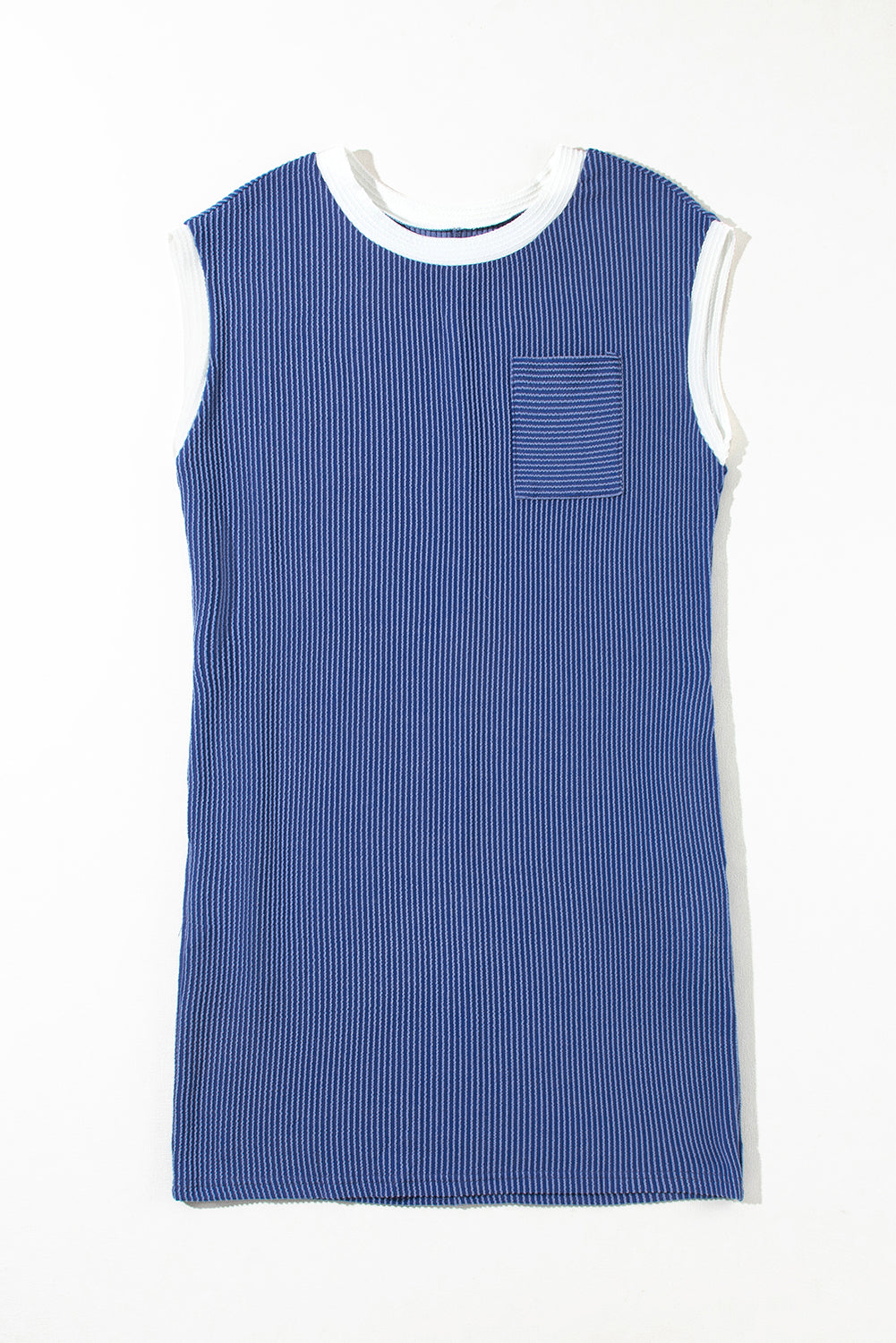 Sail Blue Rib Textured Cap Sleeve T-Shirt Dress T Shirt Dresses JT's Designer Fashion