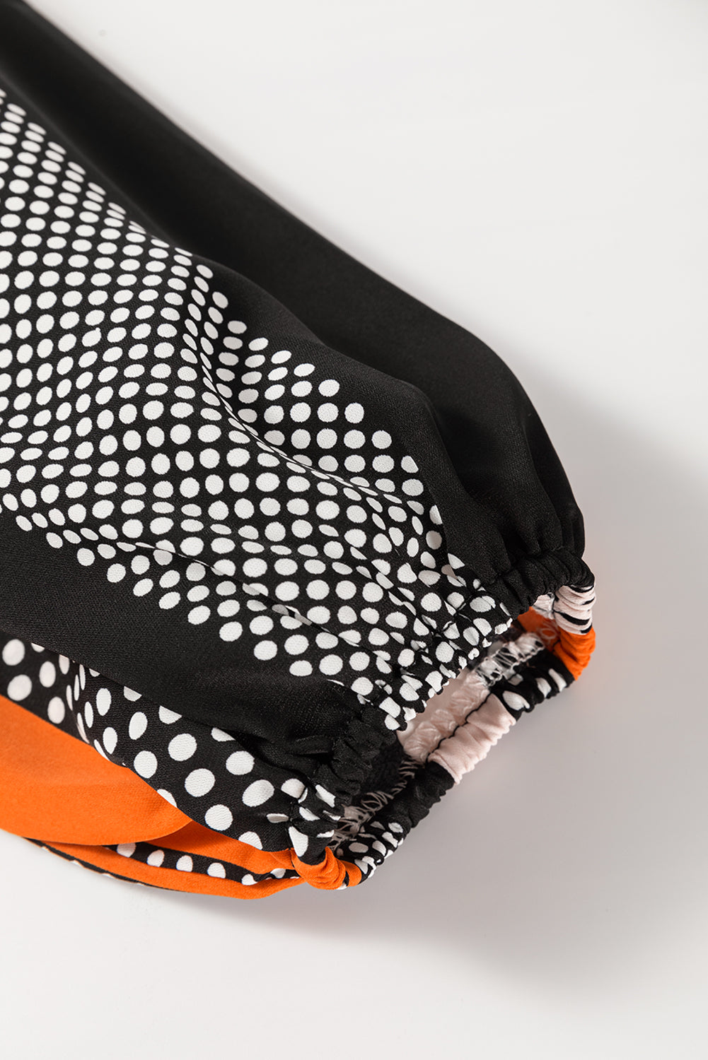 Orange Polka Dot Vertical Striped Printed Puff Sleeve Blouse Blouses & Shirts JT's Designer Fashion