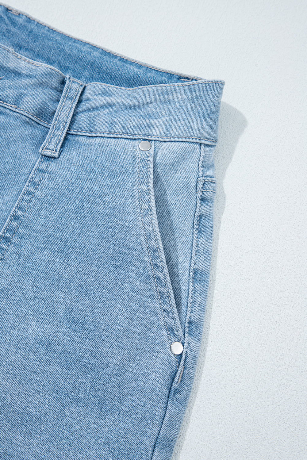 Beau Blue High Rise Barrel Relaxed Patch Pocket Jeans Jeans JT's Designer Fashion