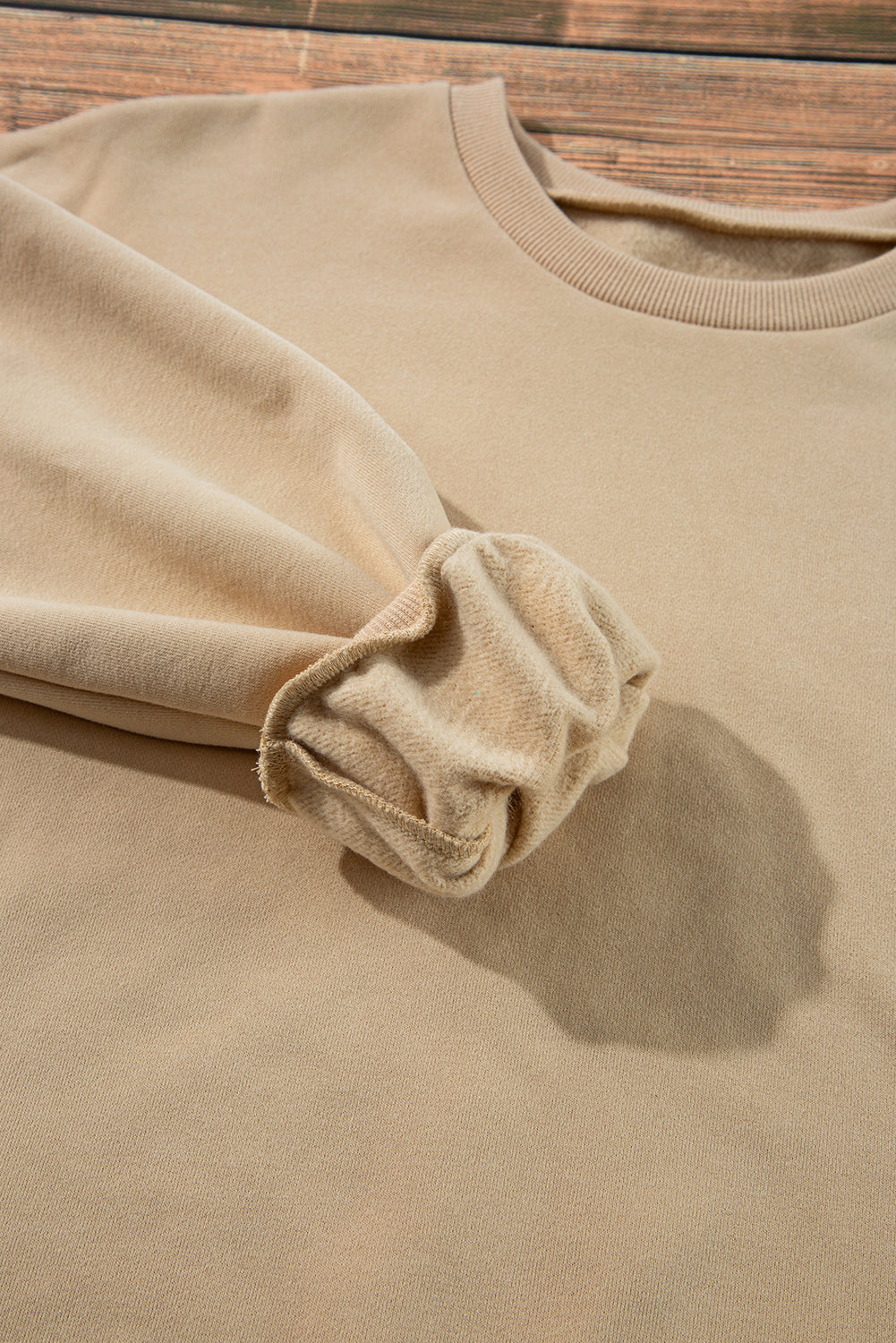Apricot Solid Fleece Lined Drop Shoulder High Low Sweatshirt Sweatshirts & Hoodies JT's Designer Fashion