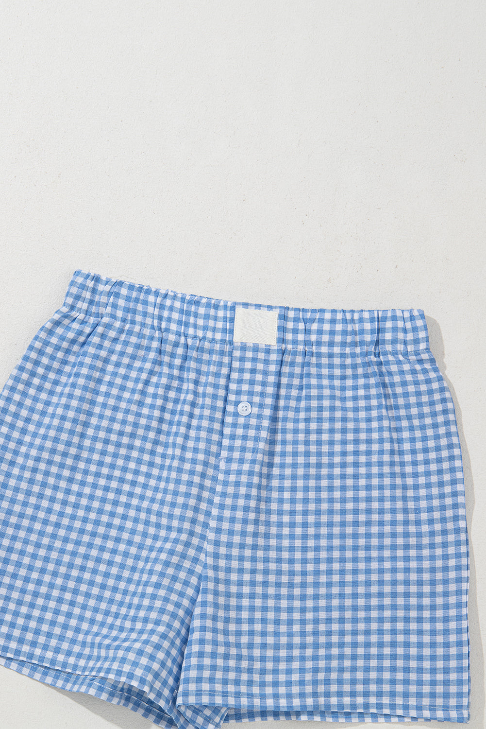 Blue Gingham Printed High Waist Shorts Casual Shorts JT's Designer Fashion