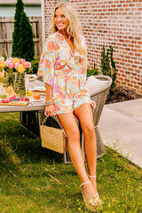 Orange Blooming Floral Print Front Tie Romper Jumpsuits & Rompers JT's Designer Fashion