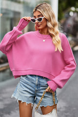 Ribbed Trim Drop Shoulder Baggy Sweater Sweaters & Cardigans JT's Designer Fashion