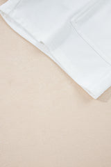 White Ribbed Collar Drop Shoulder Sweatshirt and Shorts Set Short Sets JT's Designer Fashion