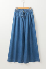 Dusk Blue Mineral Wash Button Fly Waist Wide Leg Jeans Jeans JT's Designer Fashion