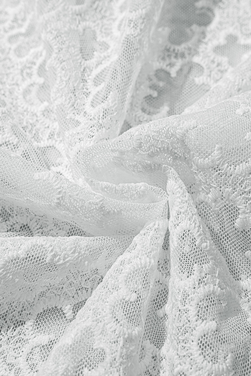 White Floral Lace Puff Sleeve Empire Waist Mini Dress Mini Dresses JT's Designer Fashion