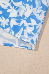 Sky Blue Floral V Neck Puff Short Sleeve Flowy Long Dress Maxi Dresses JT's Designer Fashion