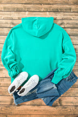 Aruba Blue Fleece Lined Half Zipper Kangaroo Pockets Loose Hoodie Sweatshirts & Hoodies JT's Designer Fashion