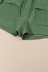 Green Flap Pocket Casual Drawstring Shorts Casual Shorts JT's Designer Fashion