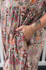 Multicolour Plus Size Paisley Print Sleeveless V Neck Jogger Jumpsuit Plus Size Bottoms JT's Designer Fashion