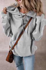 Light Grey Fleece Lined Kangaroo Pocket Drawstring Chunky Hoodie Sweatshirts & Hoodies JT's Designer Fashion
