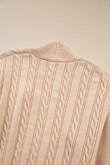 Parchment Oversize Chunky Cable Knit Open Front Midi-length Cardigan Cardigans JT's Designer Fashion