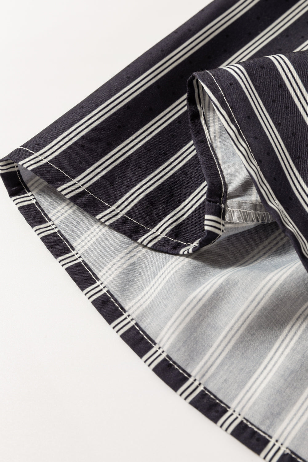 Black Stripe 2-tone Patchwork Half Buttons Chest Pockets Casual Blouse Blouses & Shirts JT's Designer Fashion