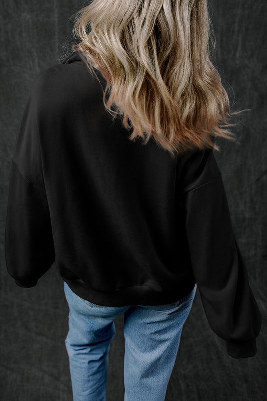Black Zip-up Stand Neck Kangaroo Pocket Sweatshirt Sweatshirts & Hoodies JT's Designer Fashion