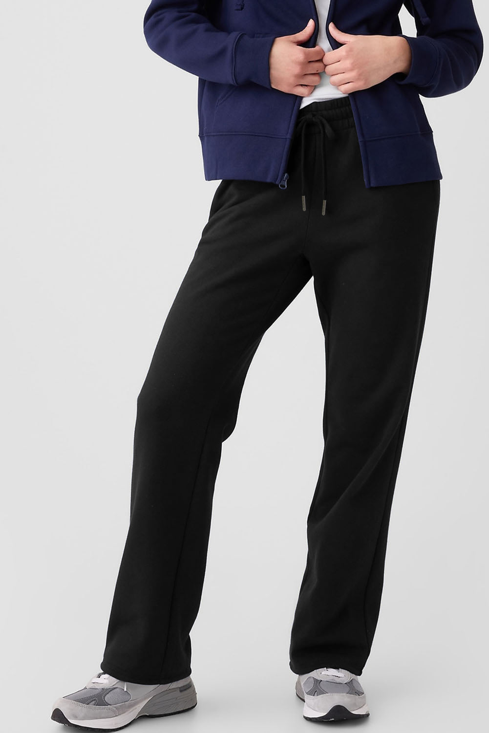 Black Solid Color Fleece Lined Drawstring Waist Casual Pants Pants & Culotte JT's Designer Fashion