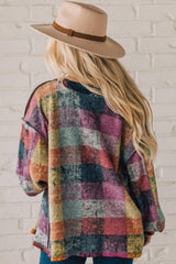 Multicolor Brushed Checked Western Buttoned Jacket Jackets JT's Designer Fashion