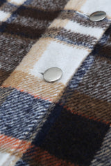 Geometric Plaid Print Pocketed Shacket Plaid Shackets JT's Designer Fashion