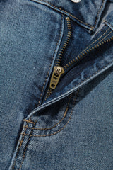 Beau Blue Slightly Distressed Ankle-length Straight Jeans Jeans JT's Designer Fashion
