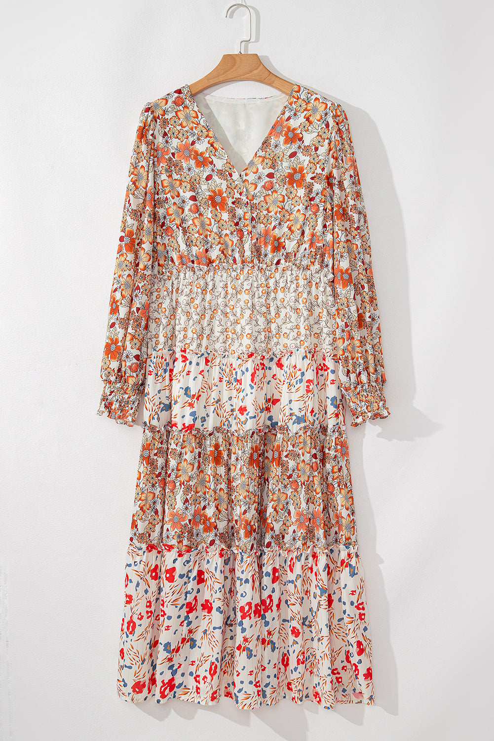 Khaki Plus Size Floral Tiered Ruffle Maxi Dress Plus Size Maxi Dresses JT's Designer Fashion