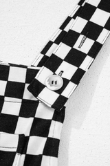 Black Checkered Print Pocketed Wide Leg Jumpsuit Jumpsuits & Rompers JT's Designer Fashion