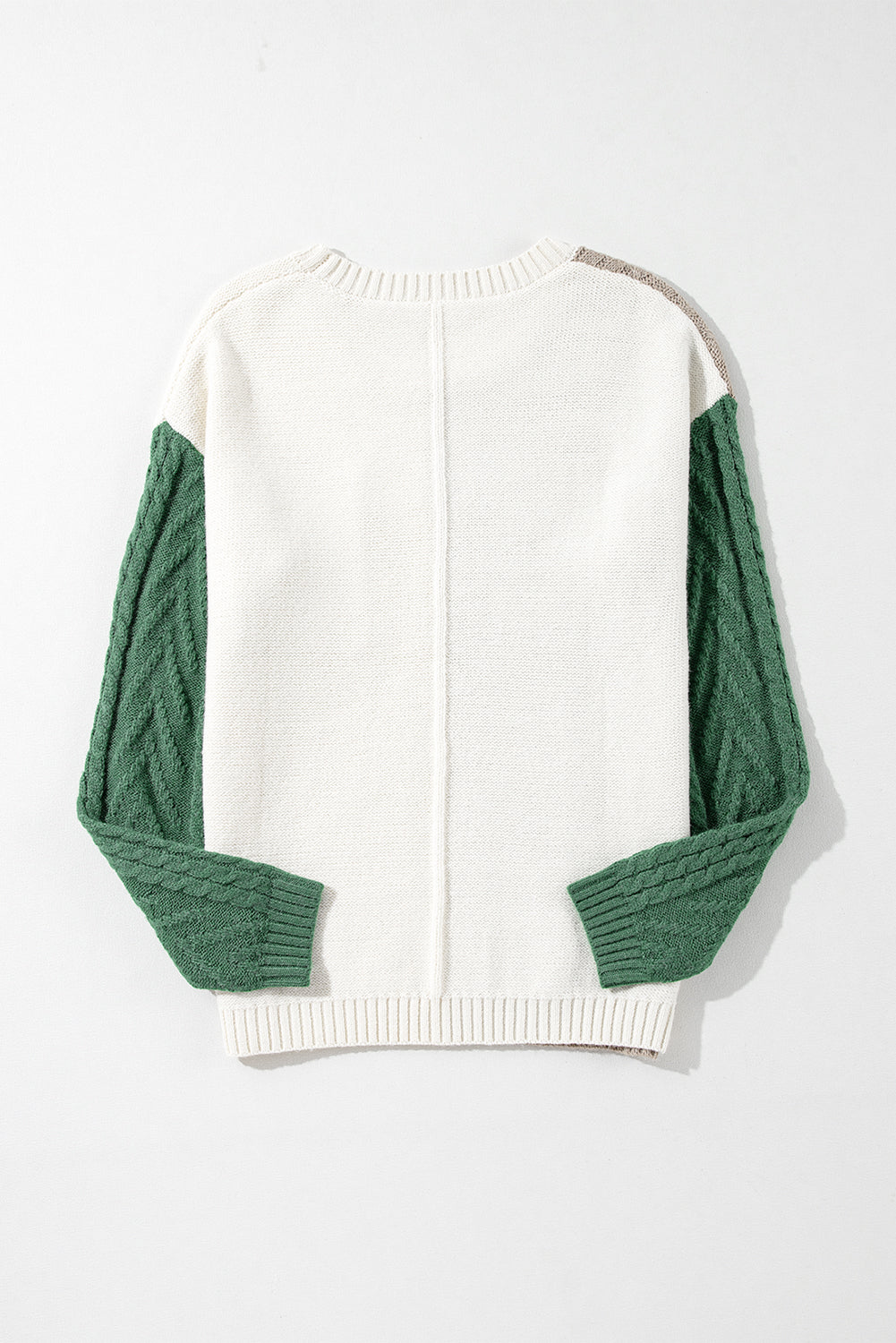 Vineyard Green Colorblock Patched Pocket Drop Shoulder Sweater Sweaters JT's Designer Fashion