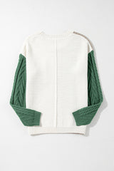 Vineyard Green Colorblock Patched Pocket Drop Shoulder Sweater Sweaters JT's Designer Fashion