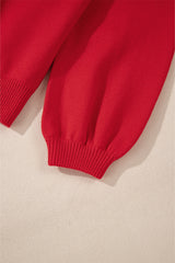 Fiery Red Pearl Beaded Merry Casual Sweater Sweaters JT's Designer Fashion