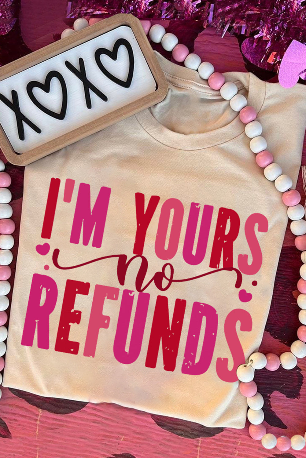 Khaki I'm Yours No Refunds Crew Neck Graphic Tee Graphic Tees JT's Designer Fashion