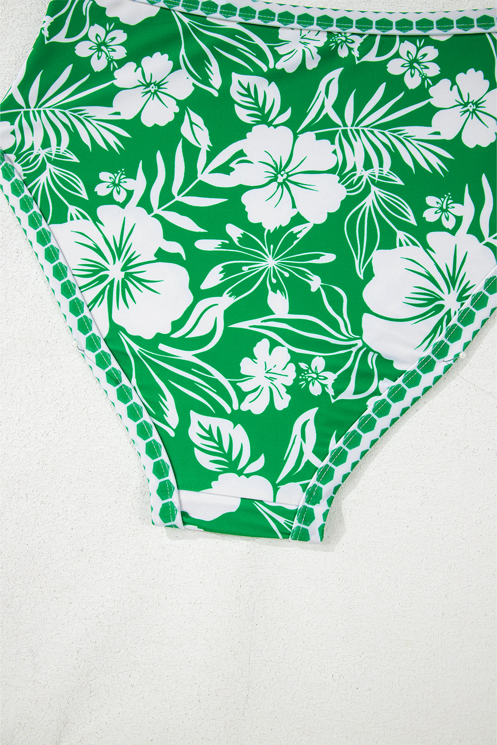 Green Floral Print One Shoulder High Waist Bikini Set Bikinis JT's Designer Fashion