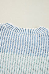 Multicolour Colorblock Textured Knit Bubble Sleeve Sweater Sweaters JT's Designer Fashion