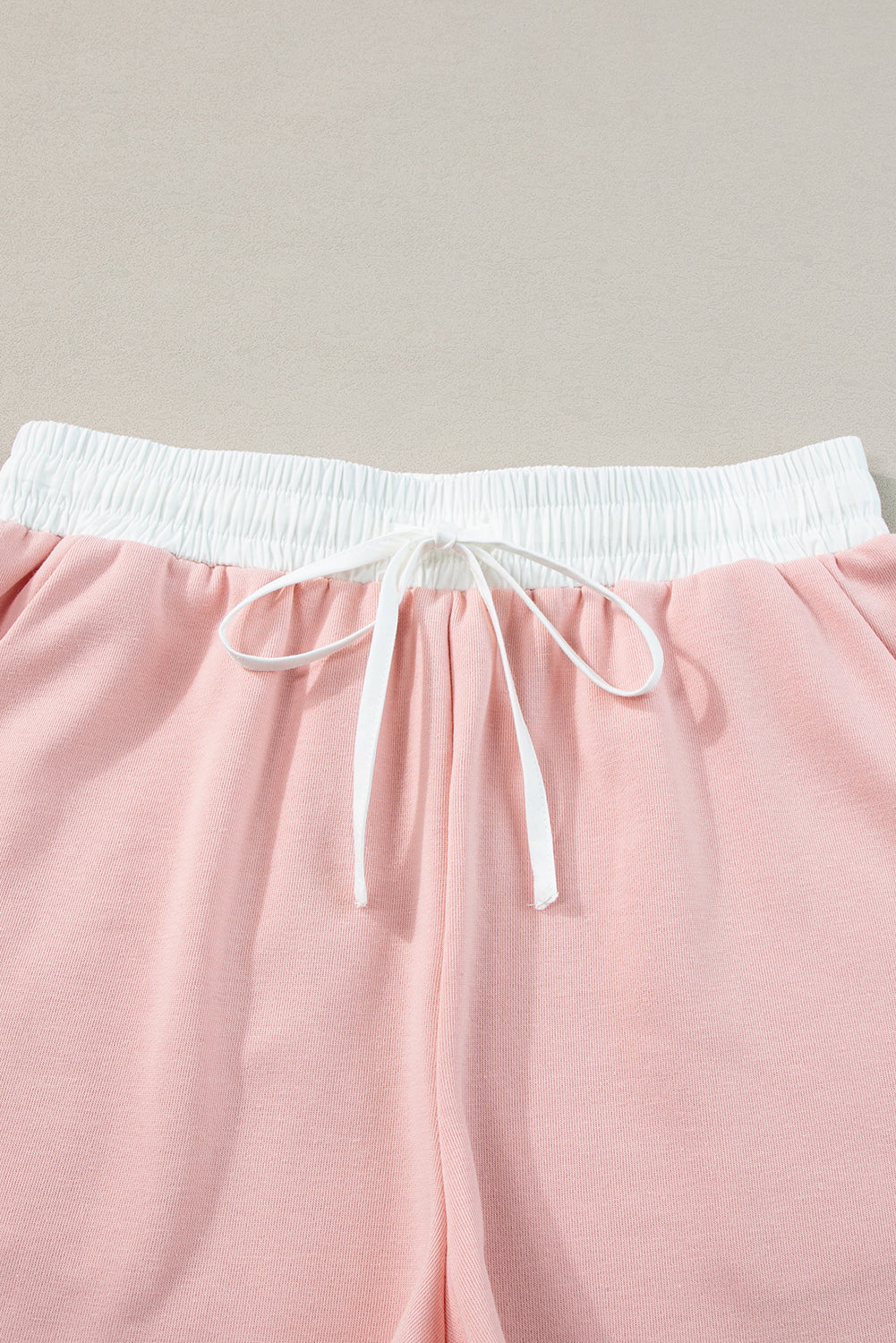 Light Pink Contrast Trim Ruffled Top and Drawstring Shorts Set Short Sets JT's Designer Fashion