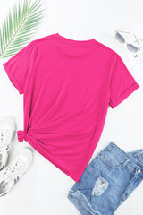 Rose Red Summer Flower Print Fashion Cotton Tee Graphic Tees JT's Designer Fashion