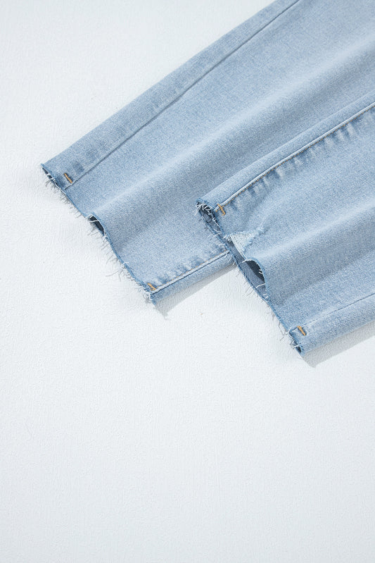 Beau Blue Mid Rise Ankle-Length Distressed Skinny Jeans Jeans JT's Designer Fashion