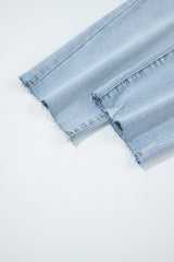 Beau Blue Mid Rise Ankle-Length Distressed Skinny Jeans Jeans JT's Designer Fashion