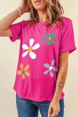 Rose Red Summer Flower Print Fashion Cotton Tee Graphic Tees JT's Designer Fashion