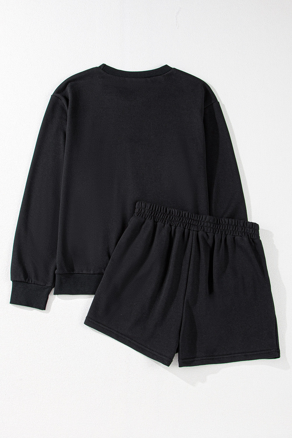 Black GAME DAY Rugby Football Graphic Pullover and Shorts Casual Outfit Short Sets JT's Designer Fashion
