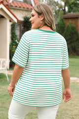 Green Stripe Plus Size St Patricks Day Round Neck T Shirt Plus Size Tops & Tees JT's Designer Fashion