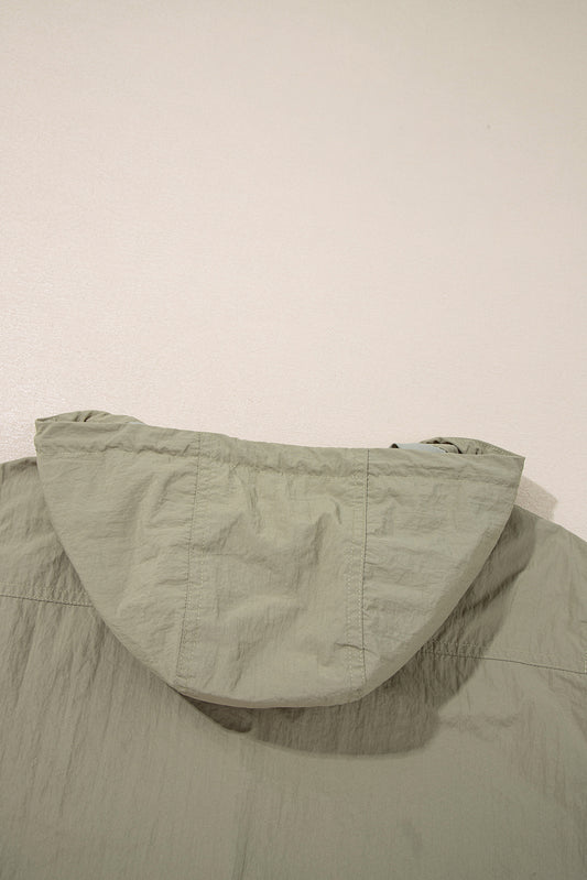 Laurel Green Zipped Pocket Cropped Hooded Utility Jacket Jackets JT's Designer Fashion