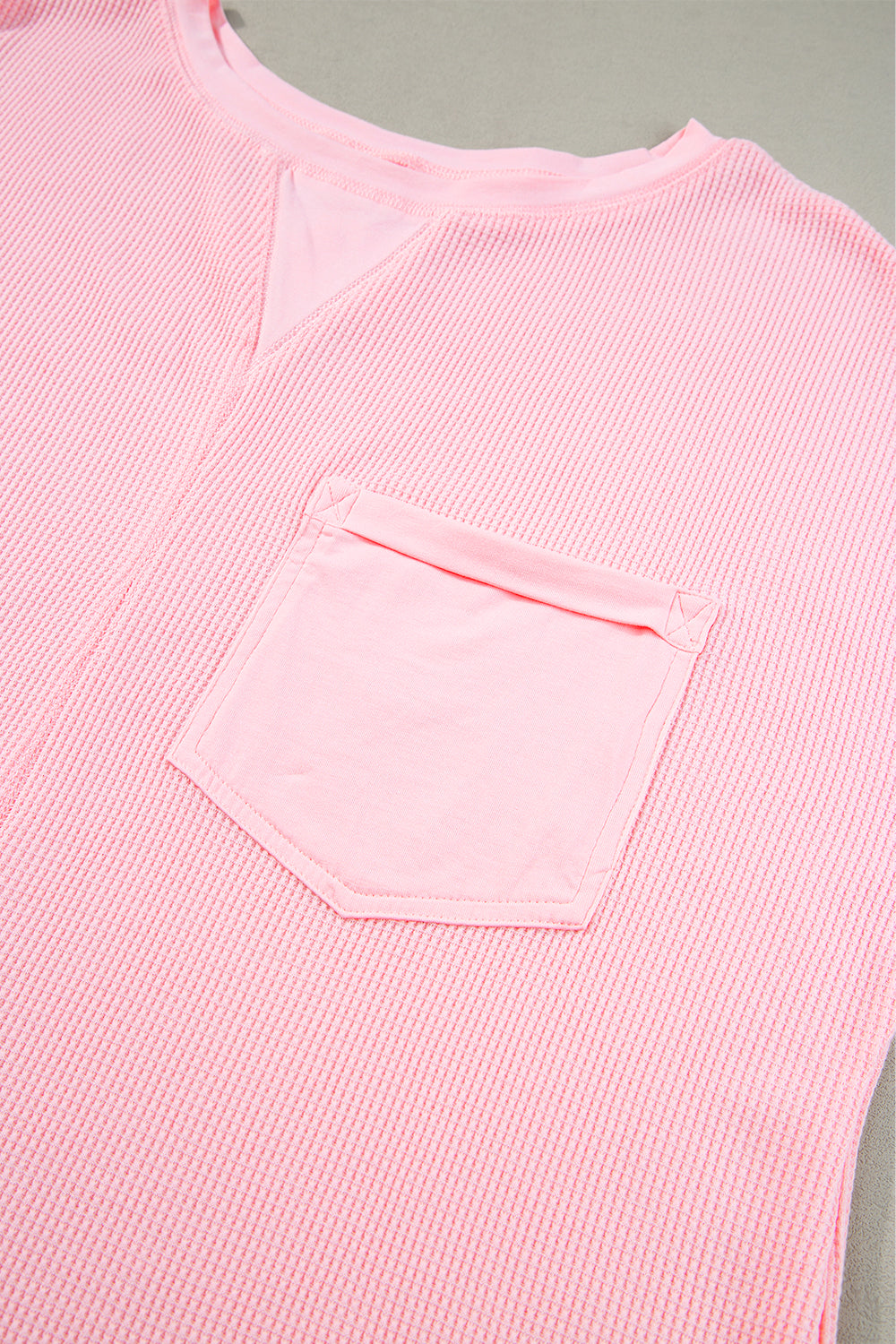 Light Pink Waffle Knit Oversize Tee and Shorts Set Short Sets JT's Designer Fashion