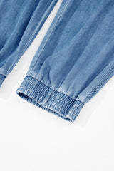 Dusk Blue Drawstring Waist Pocketed Plus Size Denim Joggers Plus Size Bottoms JT's Designer Fashion